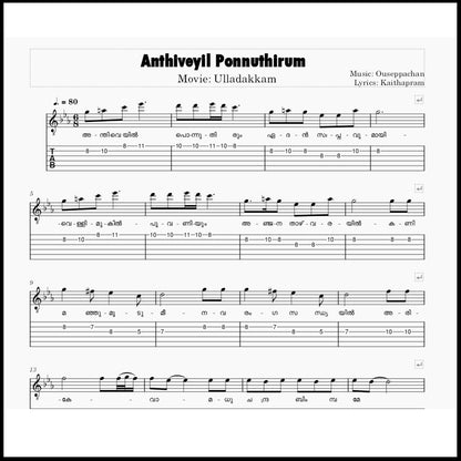 Anthiveyil Ponnuthirum (Ulladakkam) | Guitar TABs