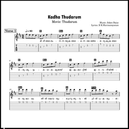 Kadha Thudarum (Thudarum) | Guitar TABs PDF