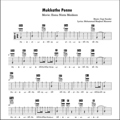 Mukkathe Penne (Ennu ninte Moideen) Guitar TABs