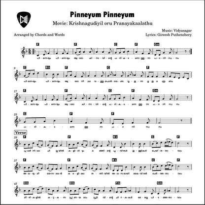 Pinneyum Pinneyum (Krishnagudiyil oru pranayakaalathu) Sheet Music