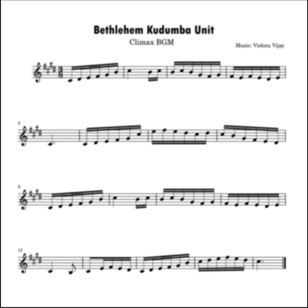 Climax BGM – Sheet Music | Bethlehem Kudumba Unit