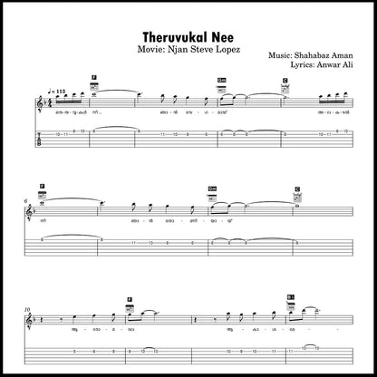 Theruvukal Nee (Njan Steve Lopez) | Intermediate Guitar TABs