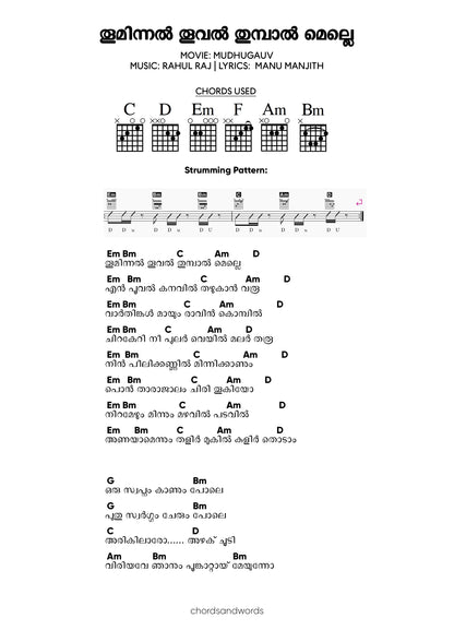 Thoominnal Thooval (Mudhugauv) Guitar Chord Sheet