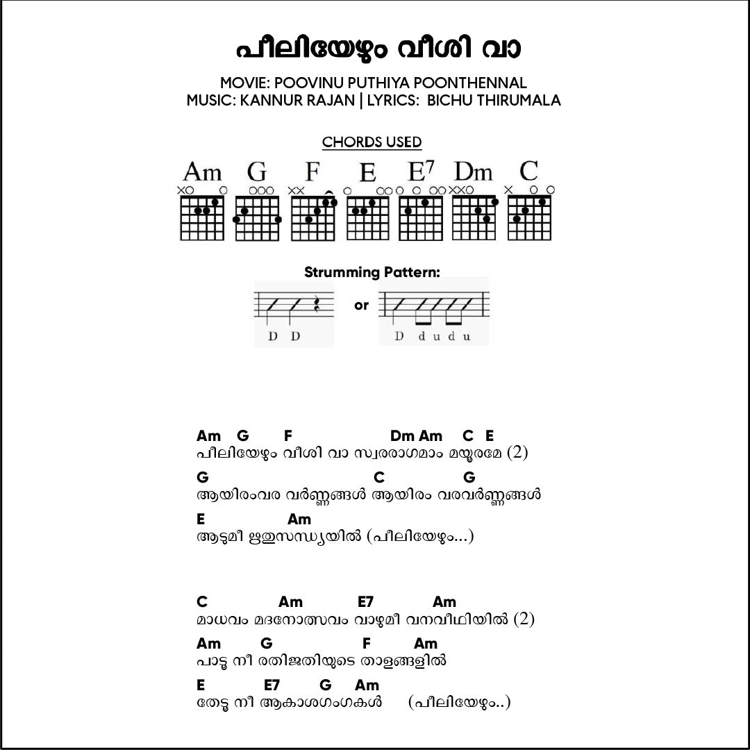 Peeliyezhum Veeshi Vaa (Poovinu Puthiya Poonthennal) Guitar Chords