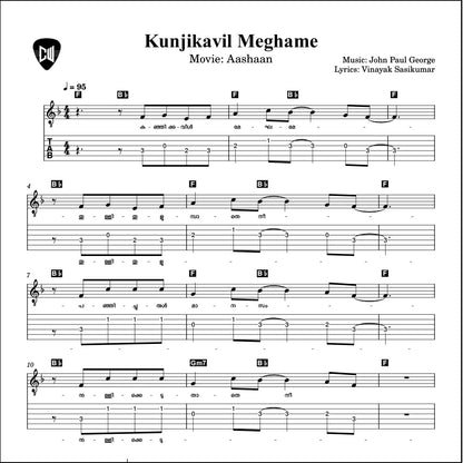 Kunjikkavil Meghame (Aashan) Easy Guitar TABs PDF